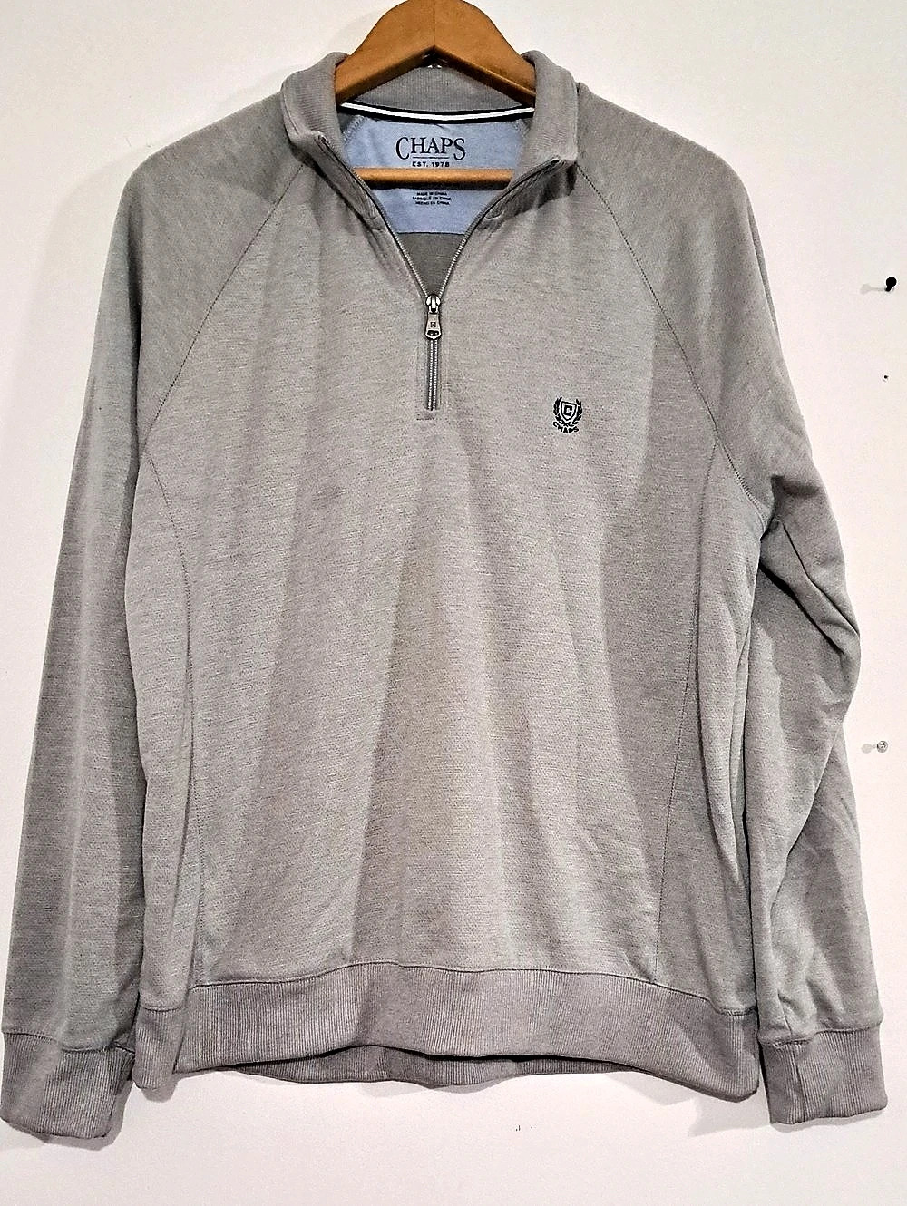 Chaps Men's Quarter-Zip Knit Pullover Gray XL